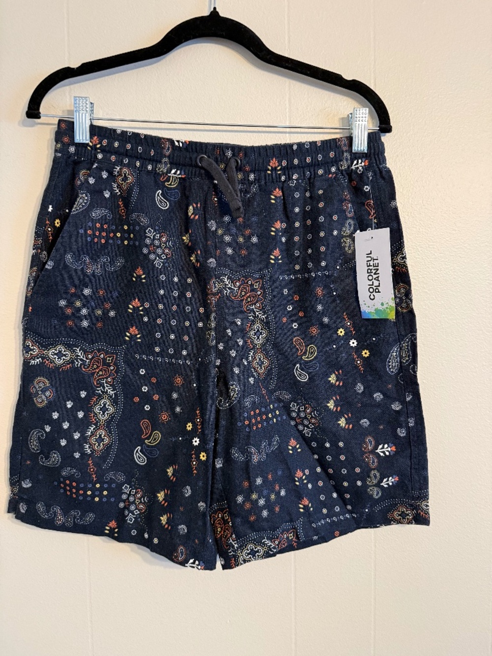 NWT Colorful Planet Boy's Shorts Paisley Print Size XL (14/16) 3 Pockets
